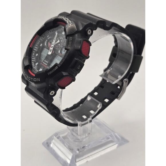 Casio G-Shock Watch GA-100-1A4 Matte Black Red Resin Analog Digital main image 2